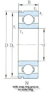 बाहरी रिंग पर स्नैप ग्रूव और स्नैप रिंग के साथ D10-55mm