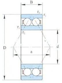 Bantalan Bola Kontak Sudut Baris Ganda Tunggal (Ganda) Terlindung Atau Disegel Tipe D 10-110mm