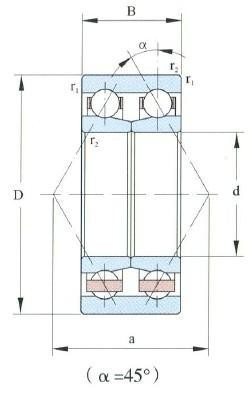 Bantalan Bola Kontak Sudut Baris Ganda Lainnya 45-300mm