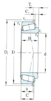 Rodamiento de rodillos cónicos serie en pulgadas (fila única) Anillo exterior con costilla D 30.162-123.825 mm