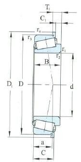 İnç Serisi Konik Makaralı Rulman (Tek Sıra) Kaburgalı Dış Halka D 30.162-123.825mm