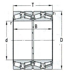 Bantalan Rol Tirus Empat Baris D 280-1580mm