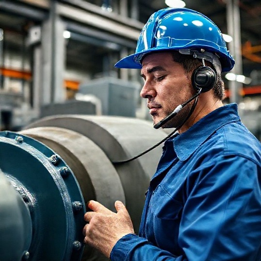 a-industrial-maintenance-technician-in-blue-uniform-and-hard-hat-using-a-stethoscope-to-listen-to-a